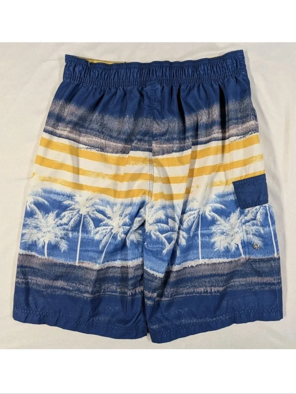 Corona Extra Men's Board Shorts Swim Trunks Size Large 34 Blue Yellow Palm Tree